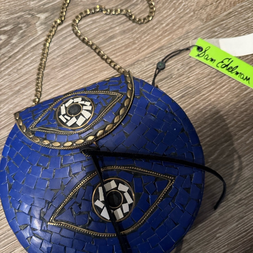 Sam Edelman Blue and Gold Mosaic Wristlet